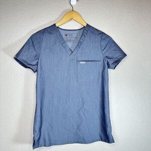 Figs Catarina Gray V Neck Scrub Top One Pocket Shirt Women's Size XXS FW1000